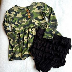 Posh Peanut Peplum Ruffle Bummie Set